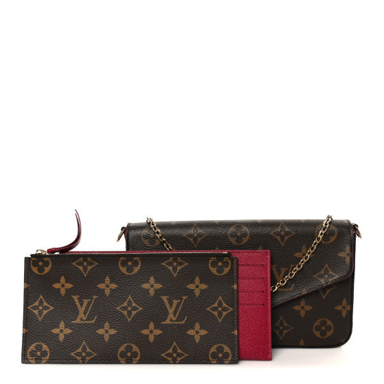 Louis Vuitton Monogram Pochette Felicie Chain Wallet Fuchsia Image 1