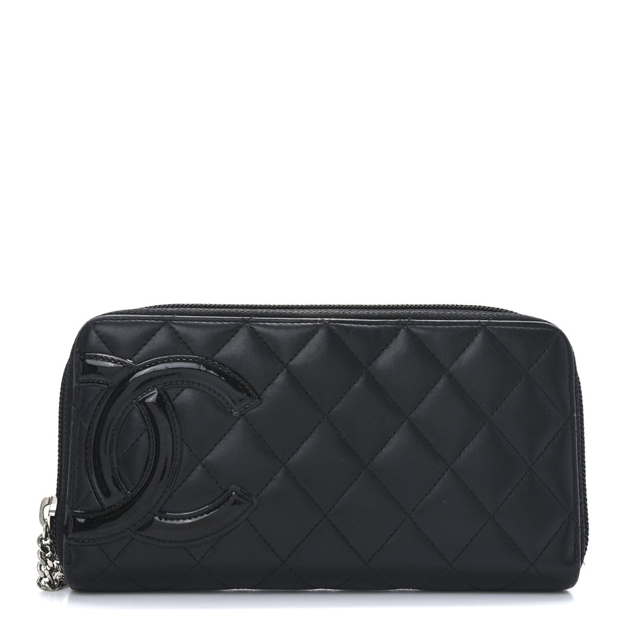 Chanel Calfskin Quilted Cambon Large Gusset Zip Around Wallet Black Image 1