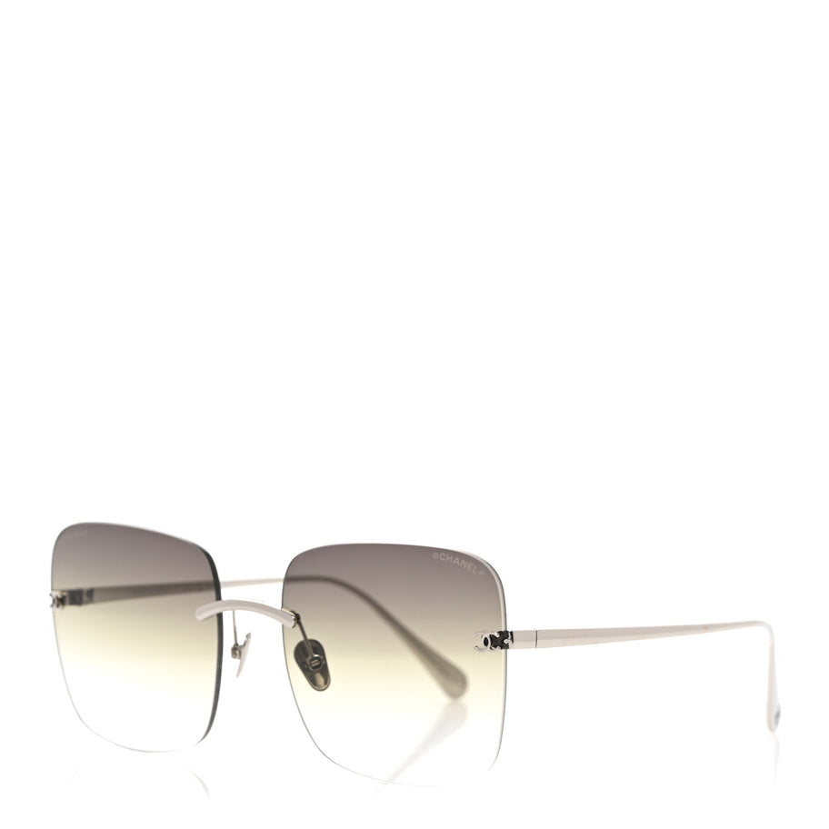 Chanel Titanium Rimless Square Sunglasses 4287-T Silver Image 1