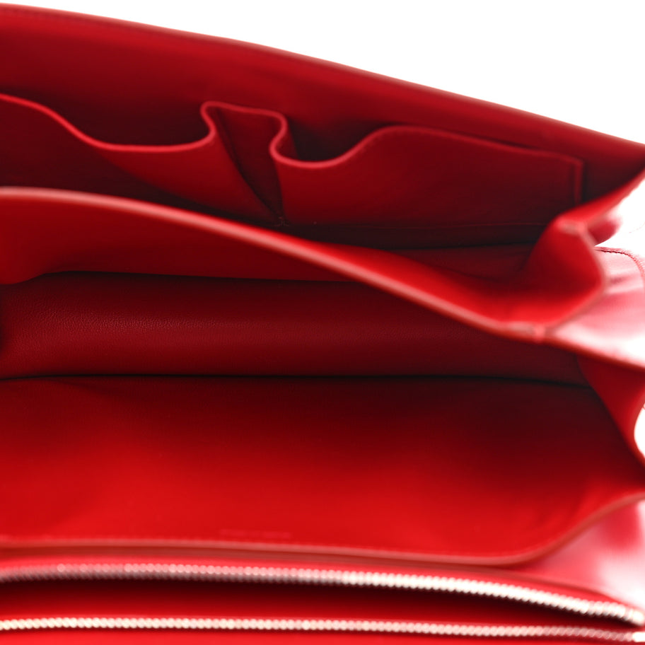 Celine Smooth Calfskin Medium Classic Box Flap Bag Red Image 5