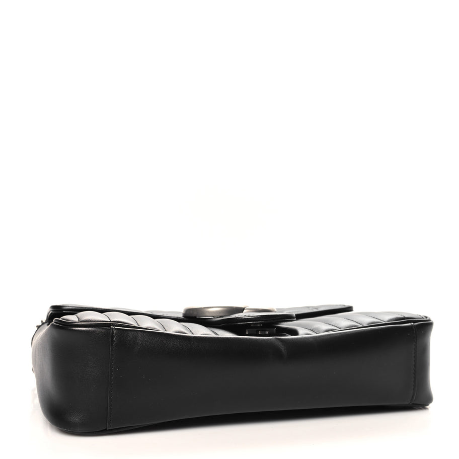 Gucci Calfskin Matelasse Aria Medium GG Marmont Shoulder Bag Black Image 4