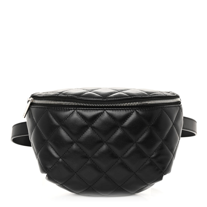  Chanel Calfskin Quilted Waist Belt Bag Black
