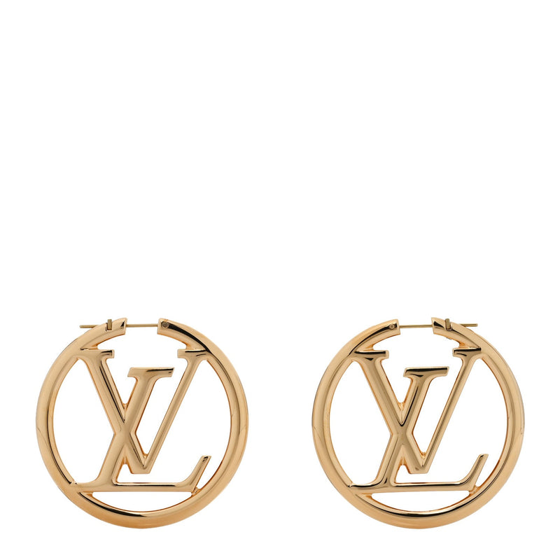  Louis Vuitton Metal Louise Hoop Earrings Gold