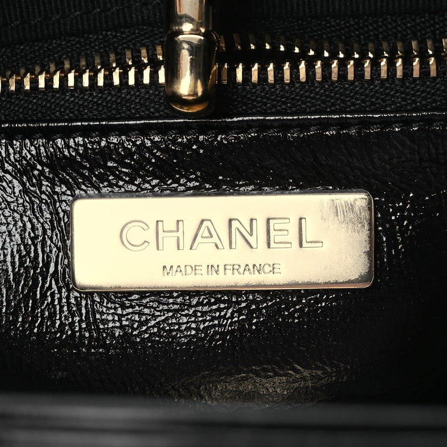 Chanel Shiny Crumpled Calfskin Quilted Mini 31 Shopping Bag Black Image 7