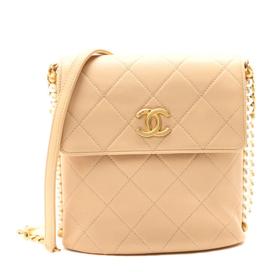 Chanel Calfskin Quilted Pearl Small Hobo Bag Beige Image 1