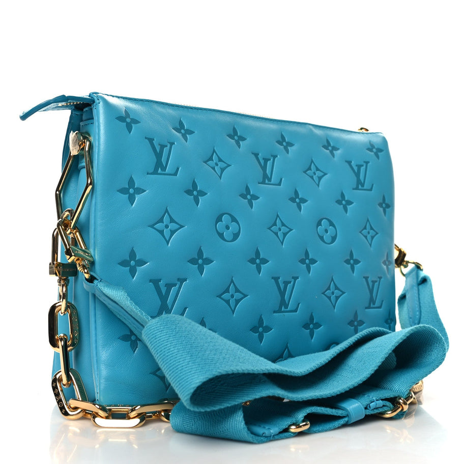 Louis Vuitton Lambskin Embossed Monogram Coussin PM Turquoise Image 3