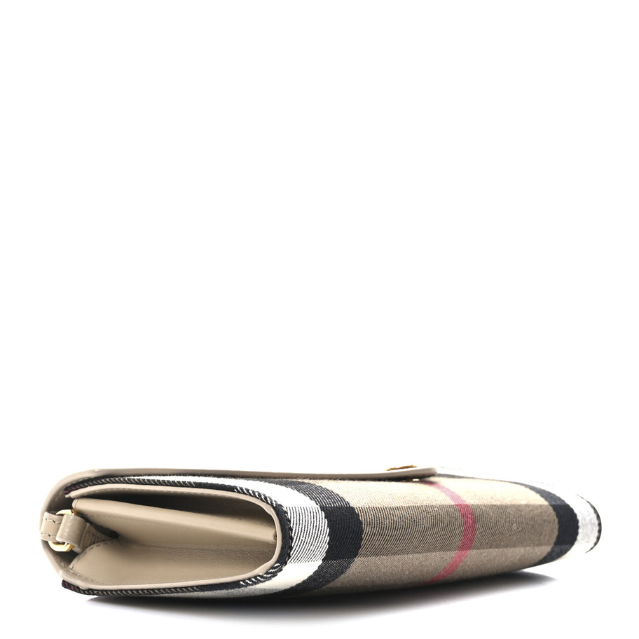 Burberry Calfskin House Check Hannah Wallet with Detachable Strap Beige Image 4