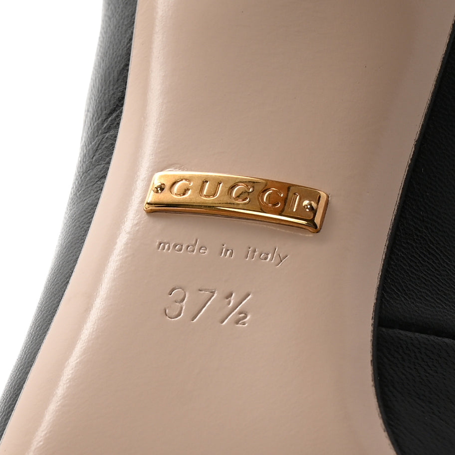 Gucci Malaga Kid Web Sylvie High Heel Slingback Pumps 37.5 Black Image 7