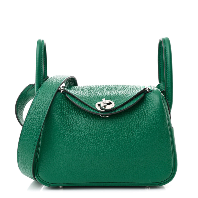  Hermes Taurillon Clemence Mini Lindy 20 Vert Vertigo