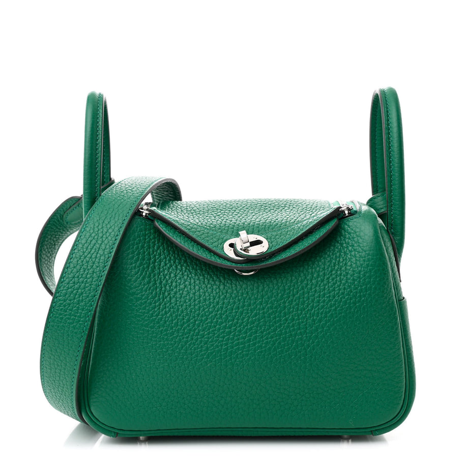Hermes Taurillon Clemence Mini Lindy 20 Vert Vertigo Image 1