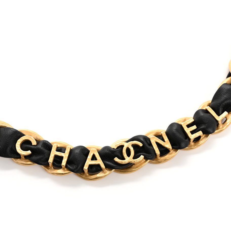 Chanel Calfskin Woven 90s Icon CC Belt 65 Black Image 3