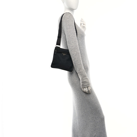  Prada Tessuto Nylon Flat Messenger Bag Black