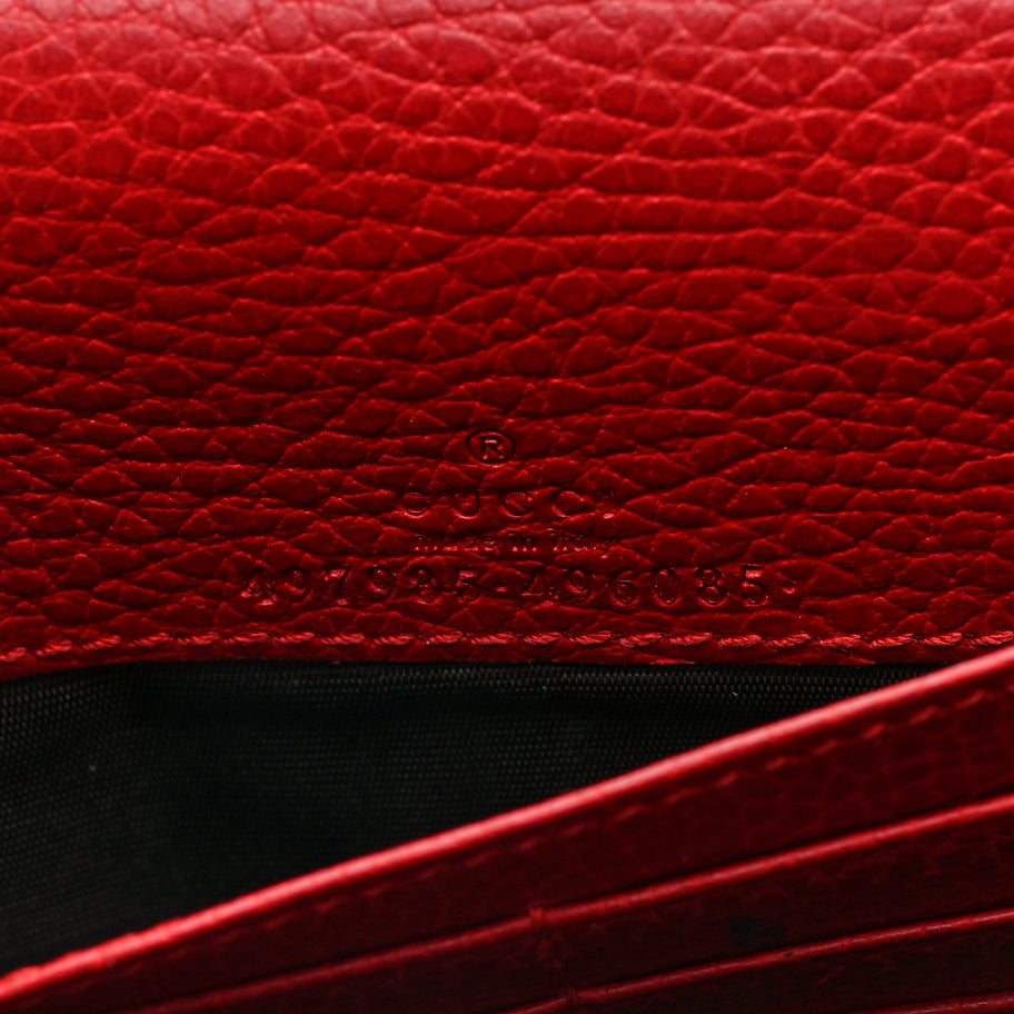 Gucci Dollar Calfskin Mini GG Marmont Chain Wallet Hibiscus Red Image 6