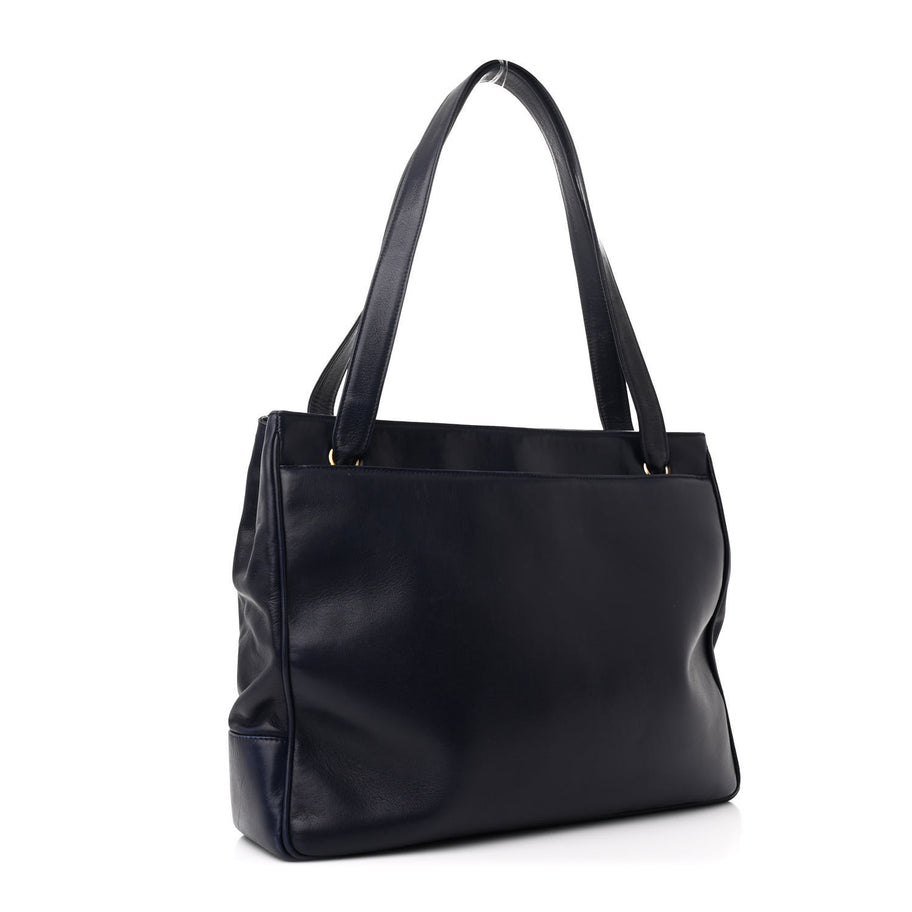 Chanel Lambskin CC Tote Navy Image 3