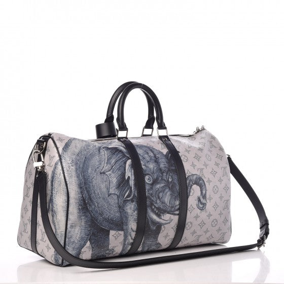  Louis Vuitton Savane Monogram Elephant Chapman Keepall Bandouliere 45 Dune