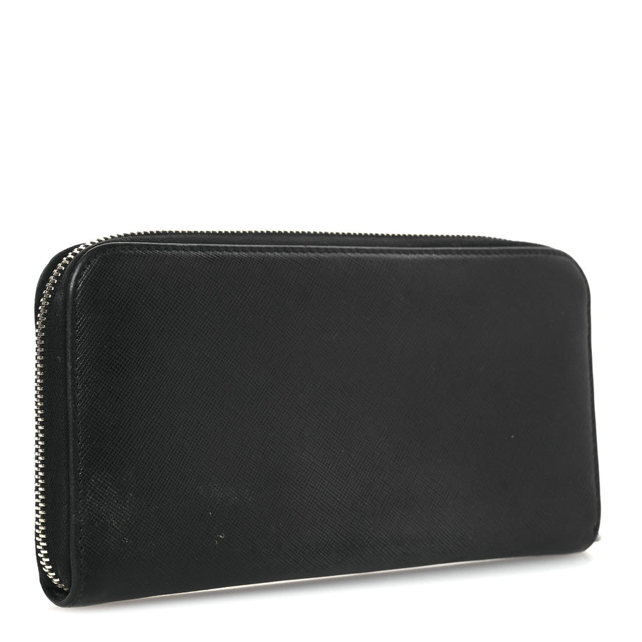 Prada Saffiano Metal Zip Around Wallet Black Image 3