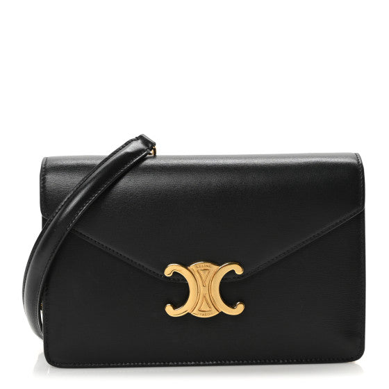 Celine Shiny Calfskin Triomphe Margo Wallet on Chain Black Image 1