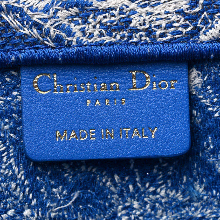 Christian Dior Canvas Embroidered Medium Dioriviera Toile De Jouy Book Tote Fluorescent Blue Image 6