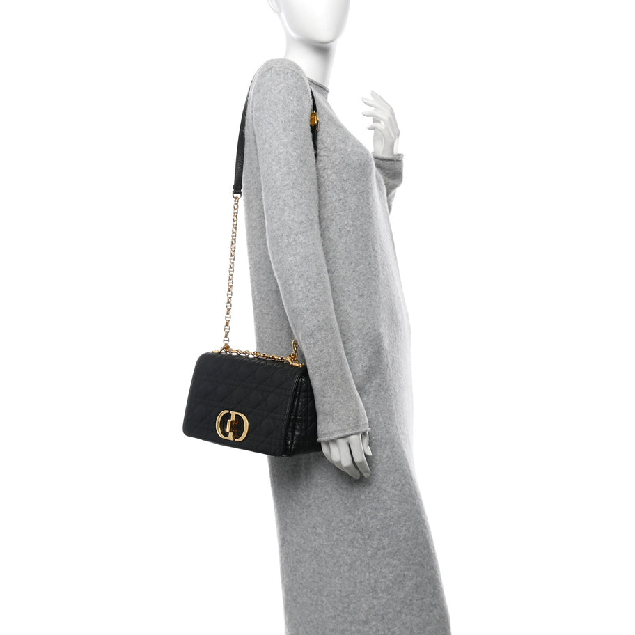 Christian Dior Calfskin Cannage Medium Caro Bag Black Image 2