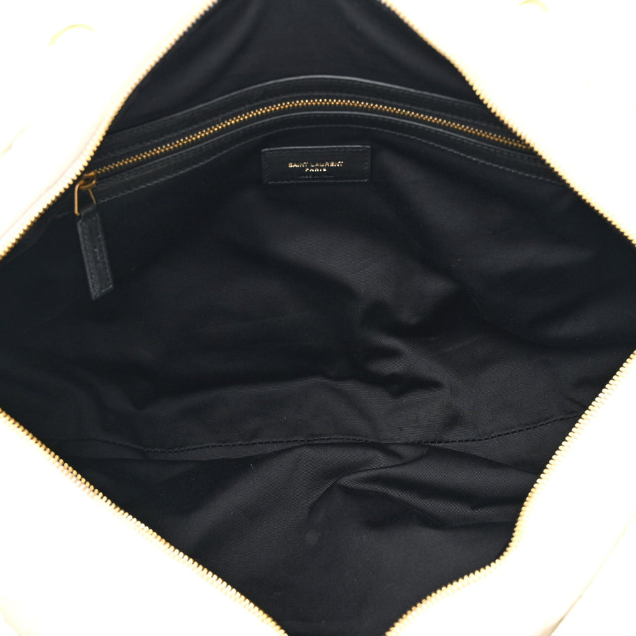 Saint Laurent Nylon Gloria Quilted Travel Bag Milky White Image 5