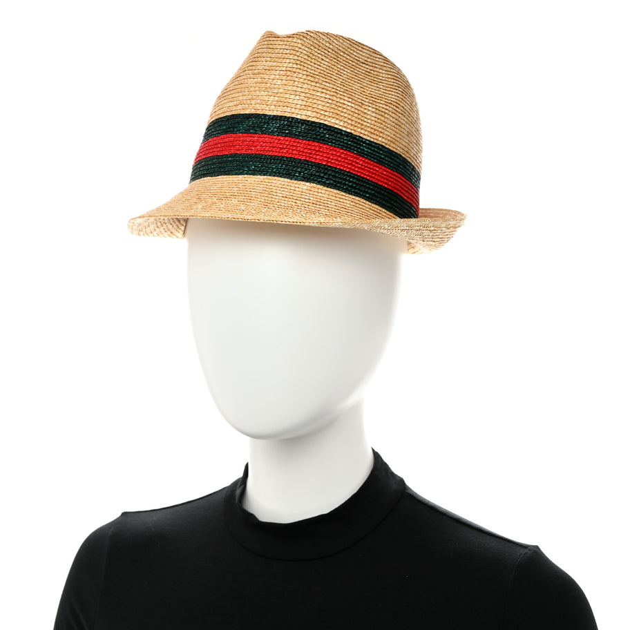 Gucci Abaca Straw Web Fedora Hat XS Image 2