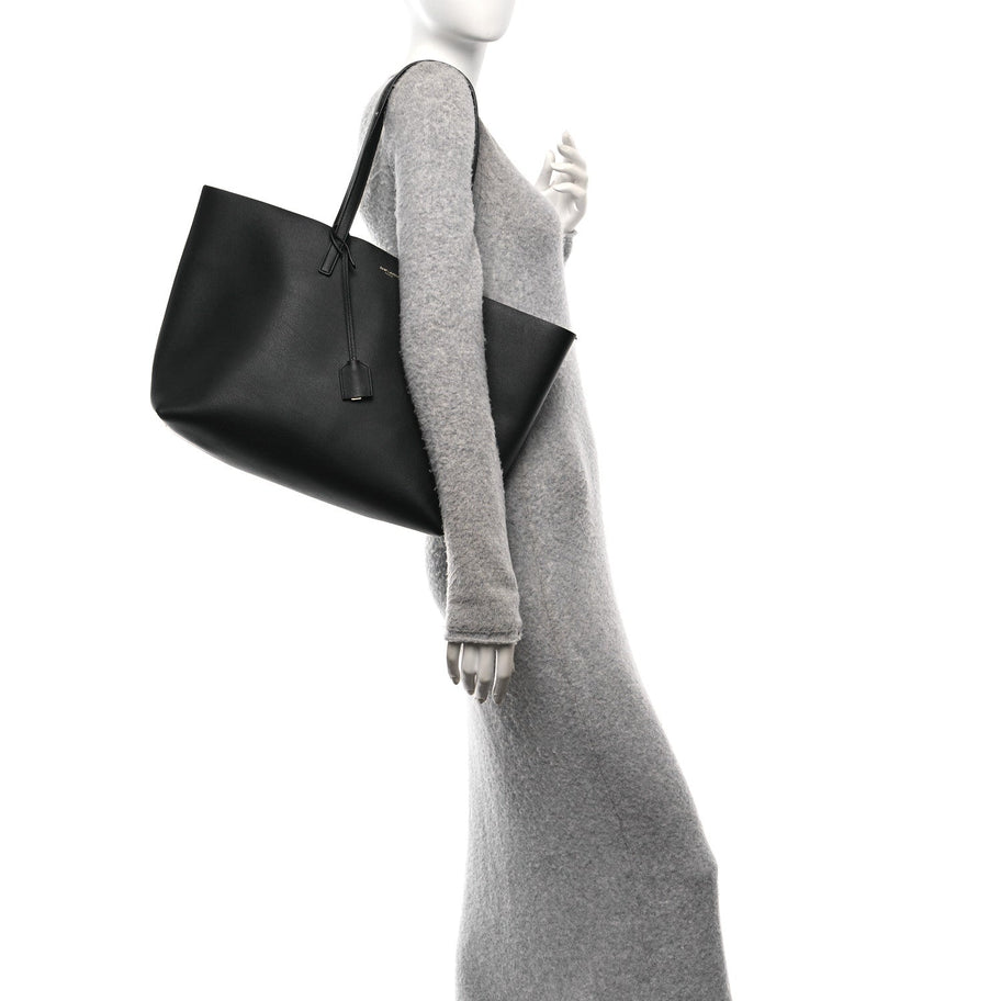 Saint Laurent Calfskin Large Shopping Tote Black Image 3