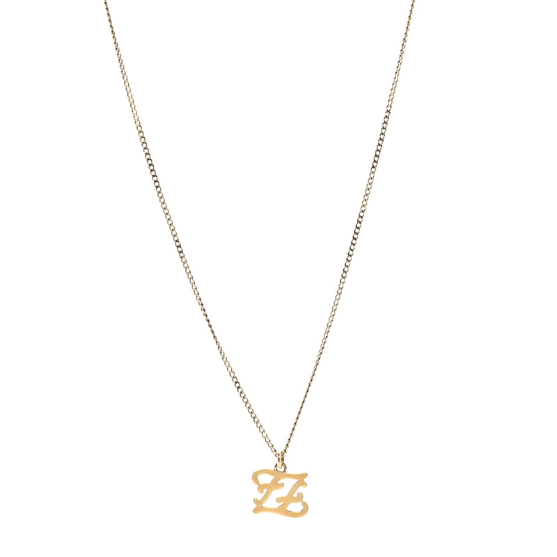  Fendi Metal Karligraphy Necklace Gold