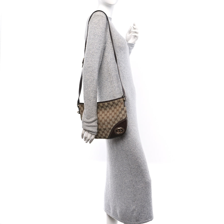 Gucci Monogram Medium New Britt Half Moon Hobo Dark Brown Image 2