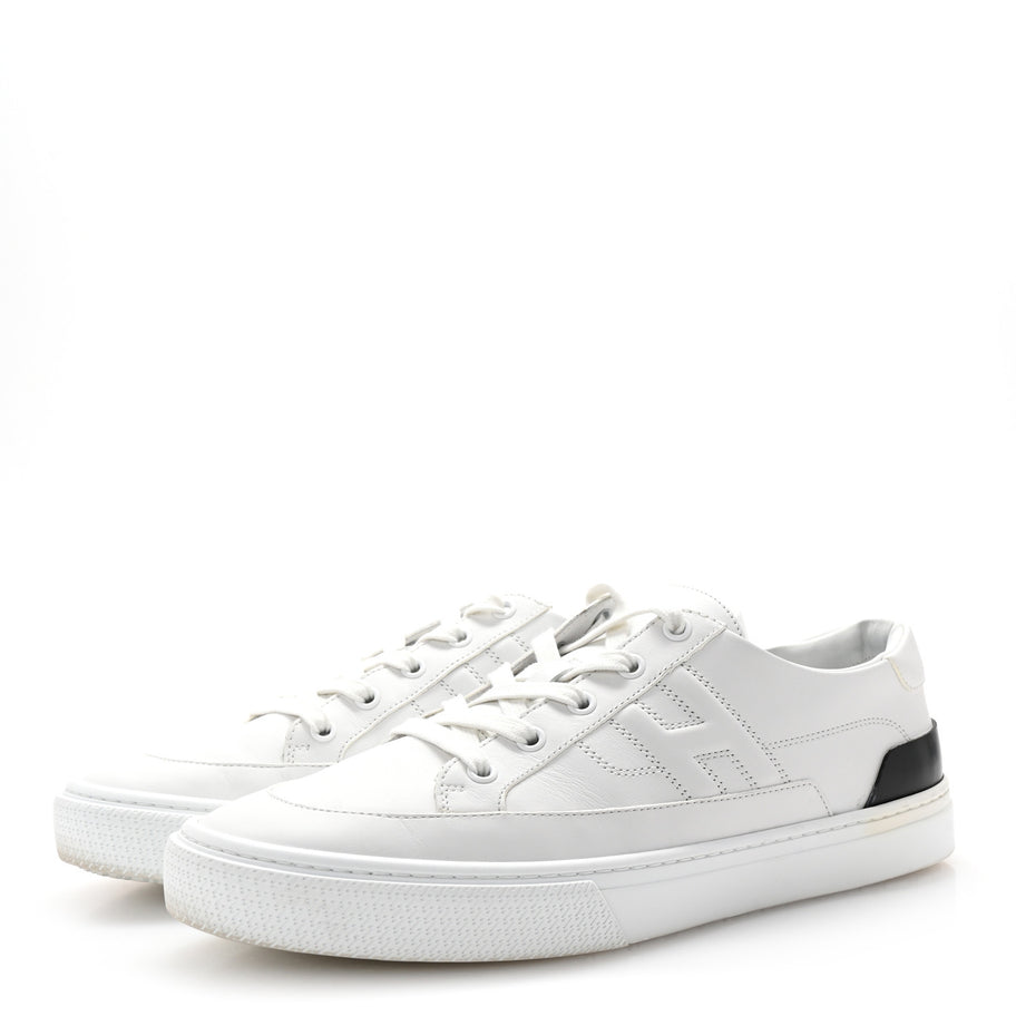 Hermes Calfskin Mens Deep Sneakers 42 White Black Image 4