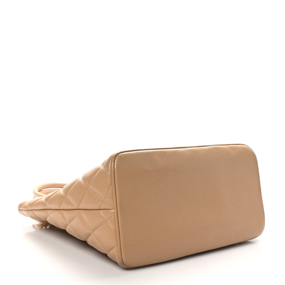Chanel Caviar Quilted Medallion Tote Beige Image 4