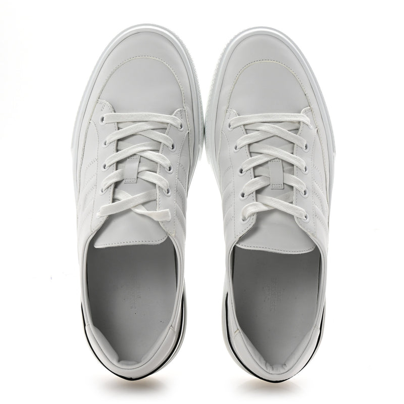  Hermes Calfskin Mens Deep Sneakers 42 White Black