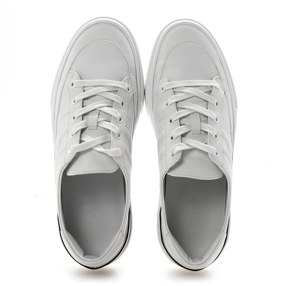 Hermes Calfskin Mens Deep Sneakers 42 White Black Image 2