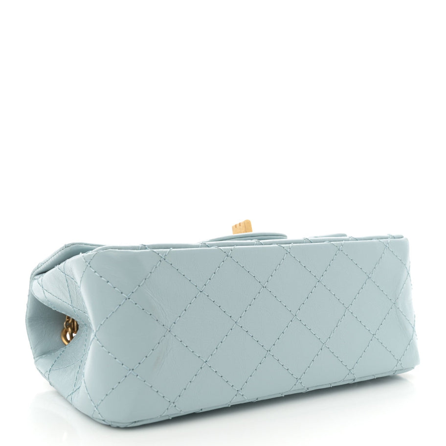 Chanel Aged Calfskin Quilted 2.55 Reissue Mini Flap Light Blue Image 4