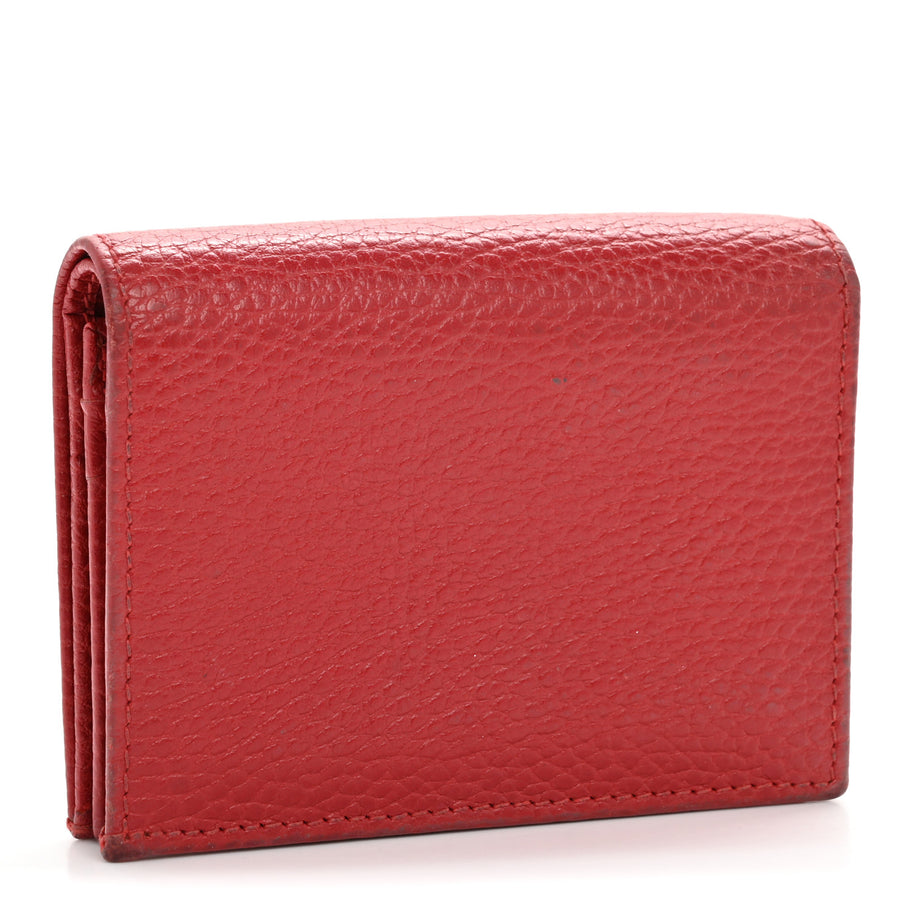 Gucci Pebbled Calfskin GG Marmont Card Case Hibiscus Red Image 3