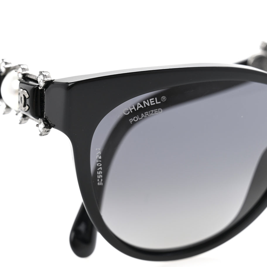 Chanel Crystal Pearl Cat Eye Sunglasses 5336-H-B Black Image 7
