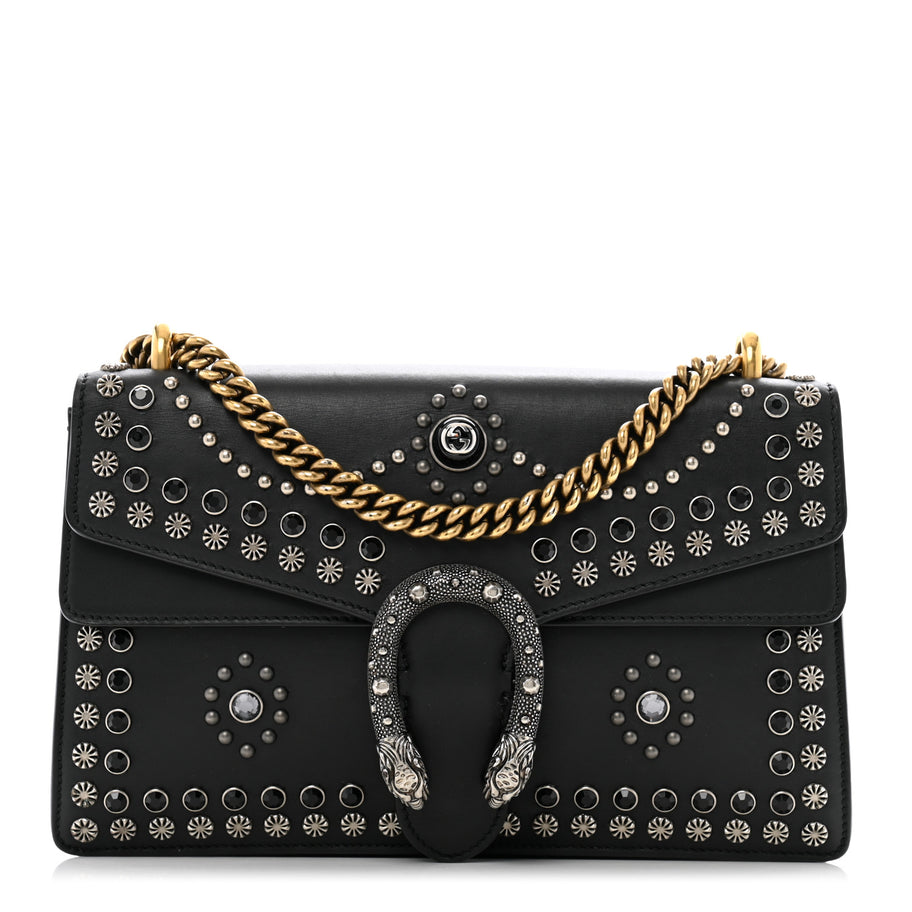 Gucci Calfskin Studded Small Dionysus Shoulder Bag Black Image 1