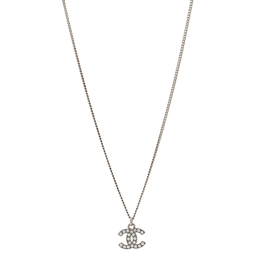 Chanel Crystal Timeless CC Necklace Silver Image 1