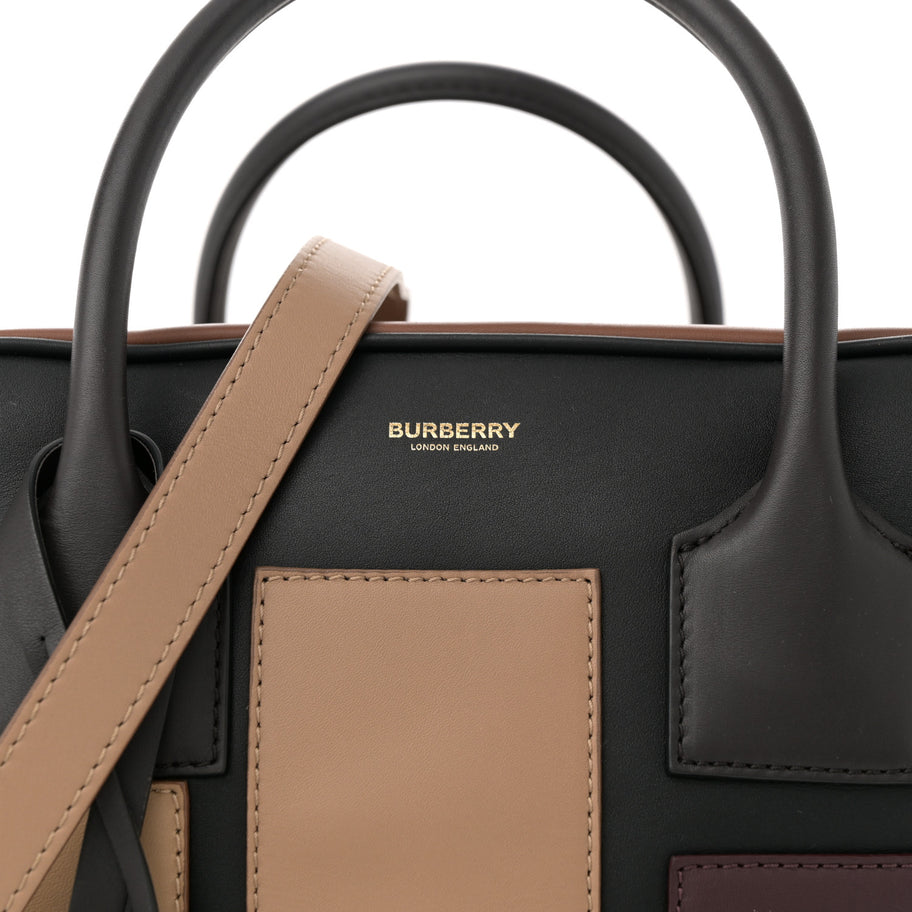 Burberry Smooth Calfskin Paneled Medium Cube Bowling Bag Black Image 7