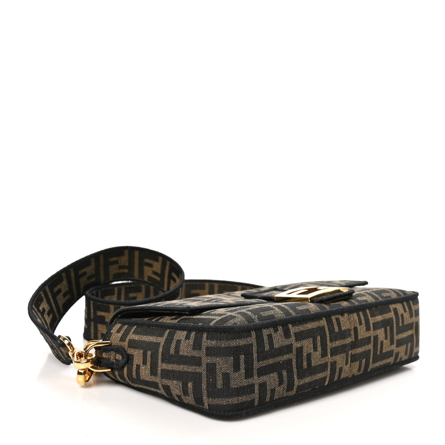 Fendi Fabric Jacquard FF 1974 Medium Baguette Tobacco Moro Black Image 4