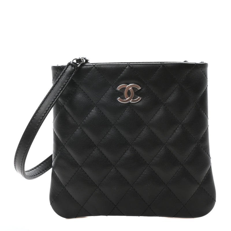  Chanel Lambskin Quilted Crossbody Bag Black