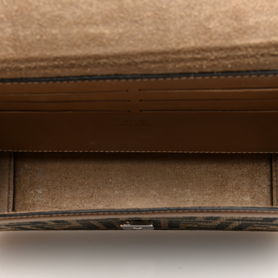 Fendi Recycled Fabric Jacquard Vitello King FF 1974 Baguette Soft Trunk Phone Pouch Tobacco Moro Sand Image 5