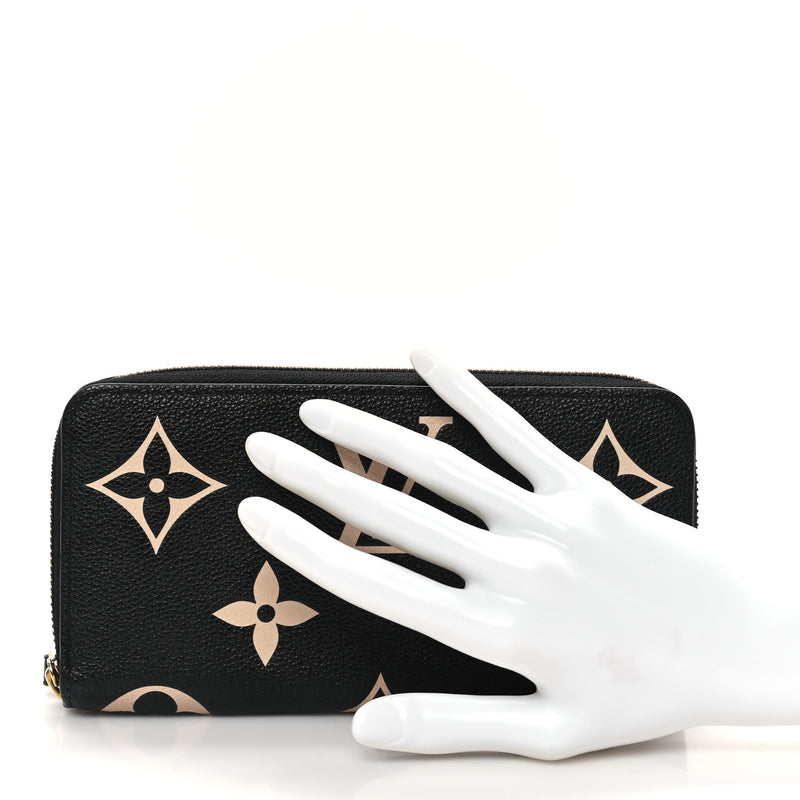  Louis Vuitton Empreinte Monogram Giant Zippy Wallet Black Beige