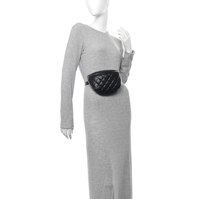  Chanel Calfskin Quilted Waist Belt Bag Black