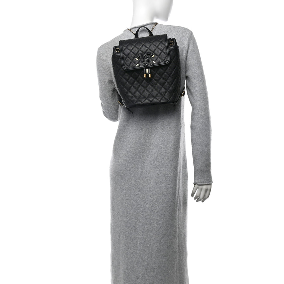 Chanel Caviar Quilted Small Filigree Backpack Black Image 3