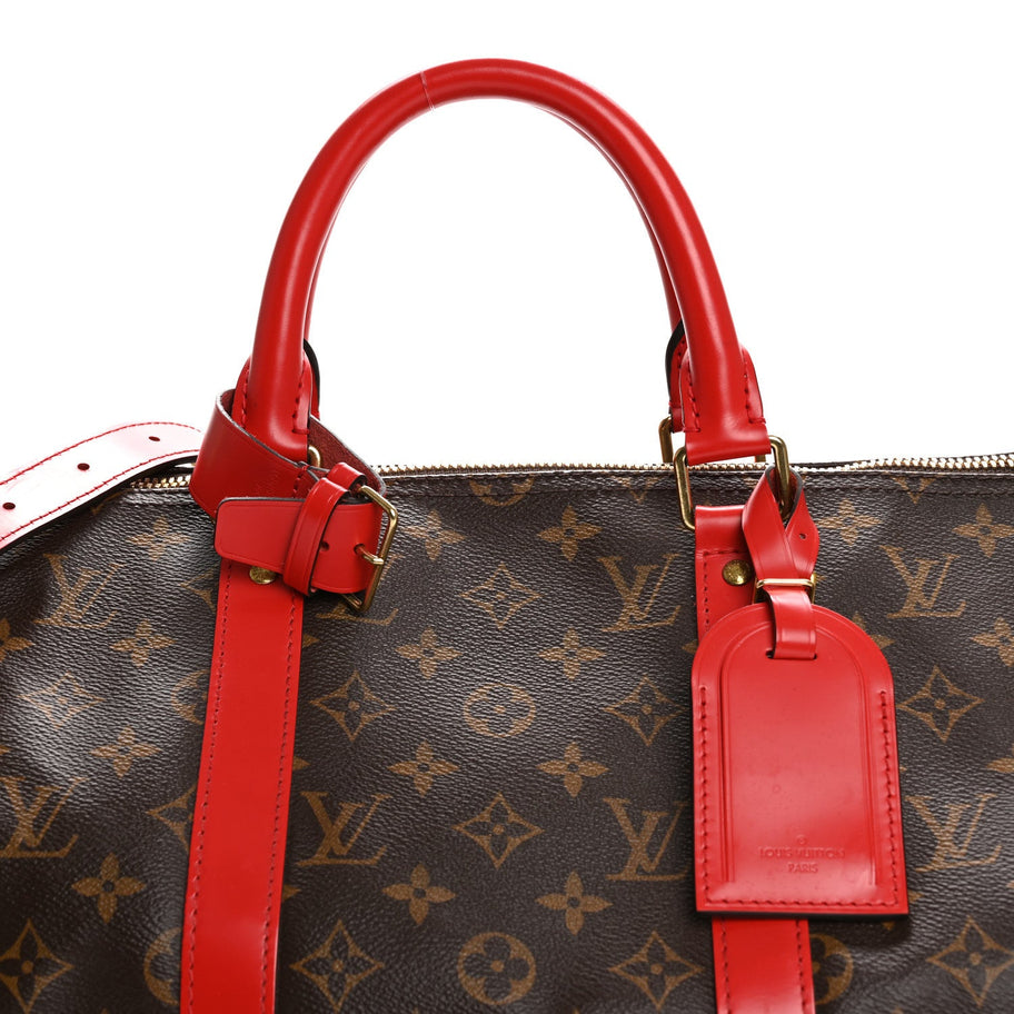 Louis Vuitton Calfskin Monogram Keepall Bandouliere 50 Coquelicot Image 7