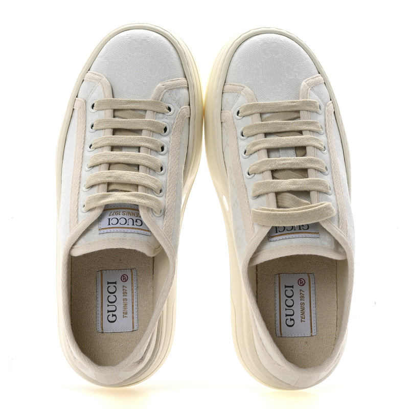  Gucci GG Monogram Womens 1977 Tennis Platform 52mm Sneakers 37 Great White Mystic White