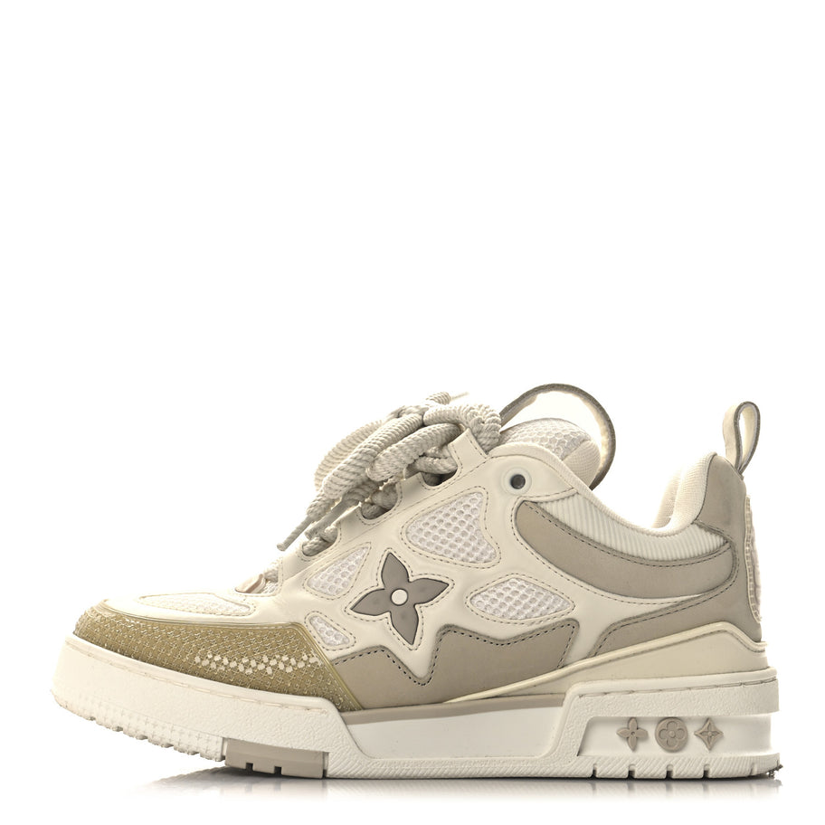 Louis Vuitton Calfskin Mesh Womens LV Skate Sneaker Beige White Image 1