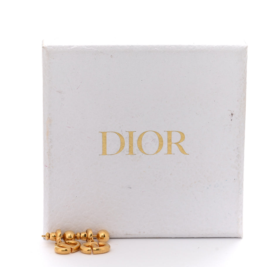 Christian Dior Metal Petit CD Drop Earrings Gold Image 5