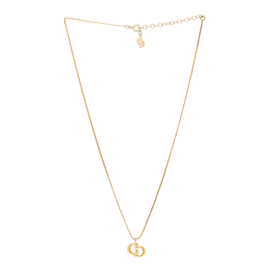 Christian Dior Metal Crystal CD Logo Pendant Necklace Gold Image 3