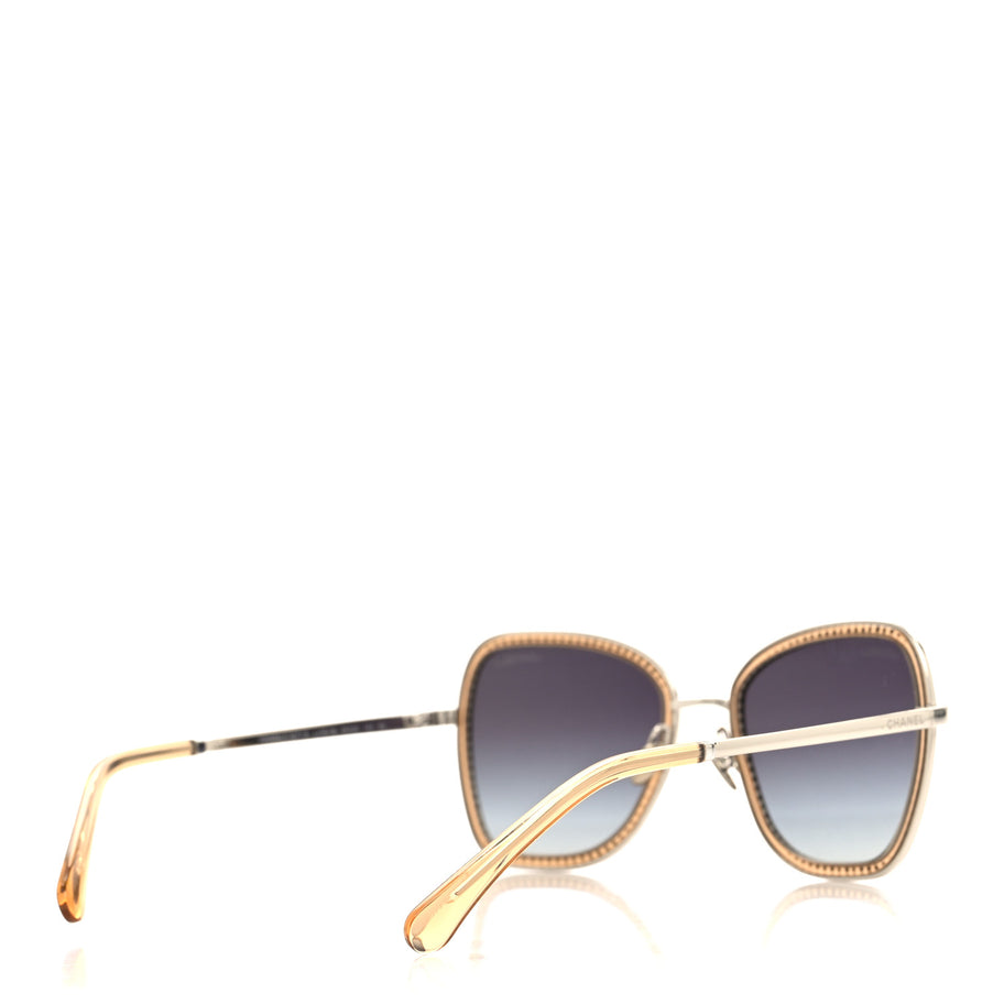 Chanel Square Frame Sequin Sunglasses 4277-B Silver Brown Image 4